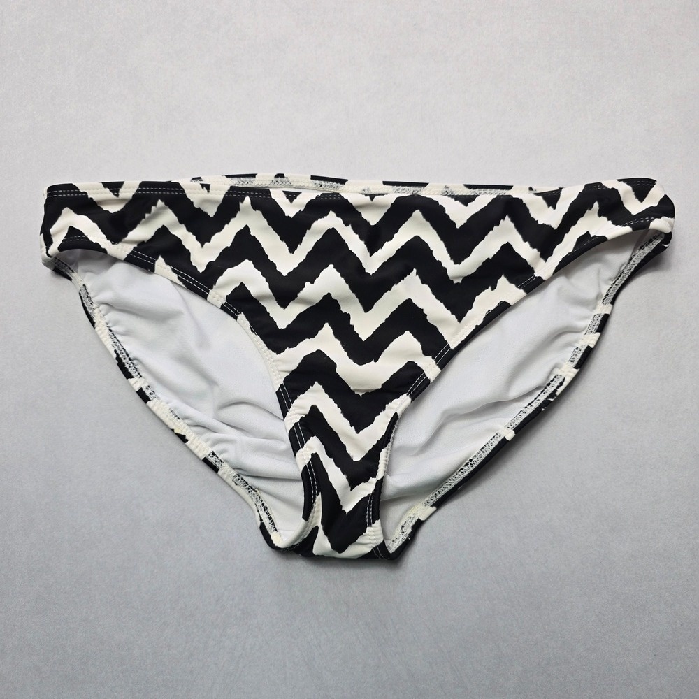 Catalina Black White Chevron Swim Beach Cheeky Flirty Bikini Bottom L Large